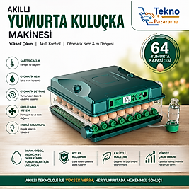 64 Yumurta Tam Otomatik Kuluçka Makinesi Dijital Isı Nem Kontrollü Otomatik Çevirme Sistemli